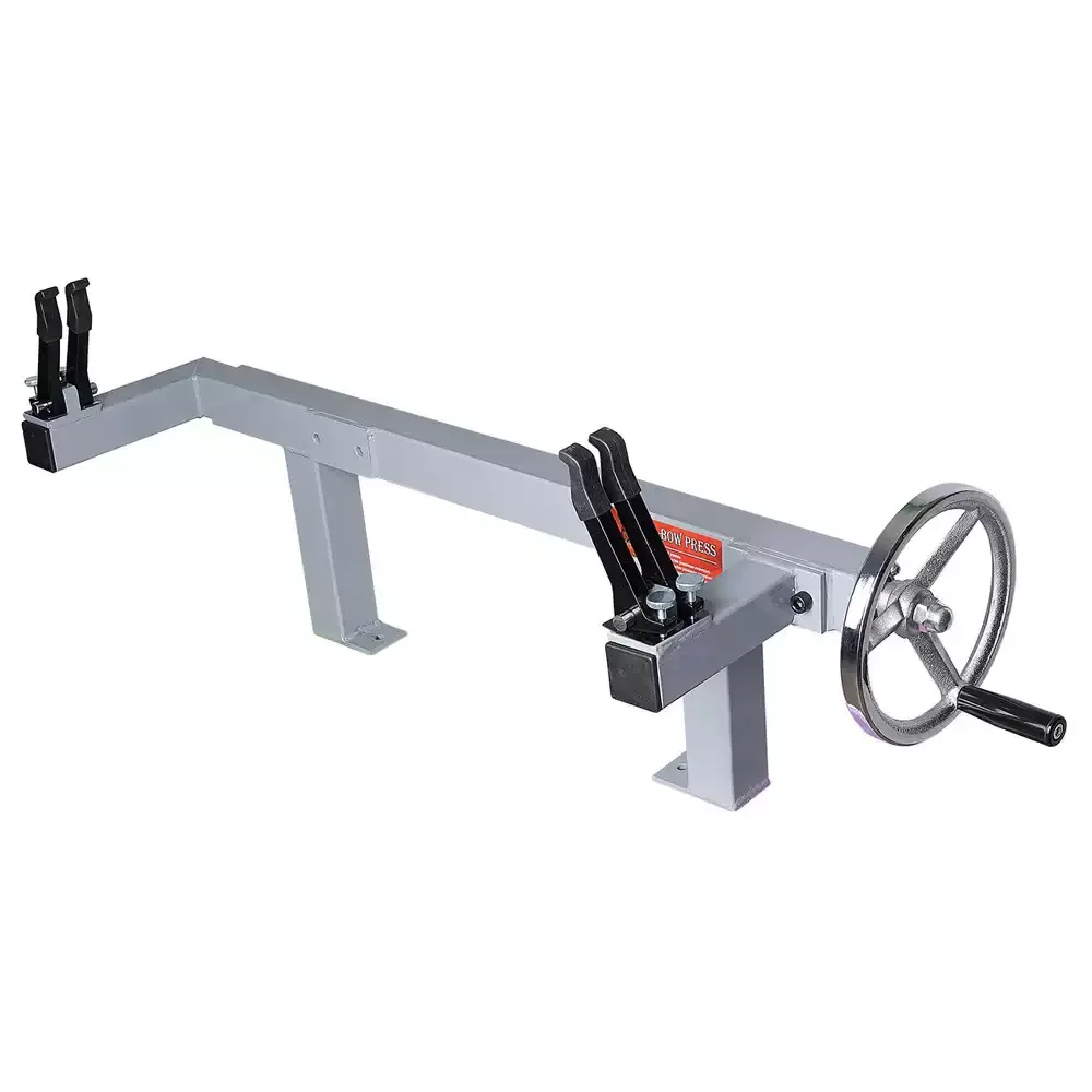 Benchtop bow opener 12-46 wheelbase calibration regulator for replacement of arrow fitting equipment