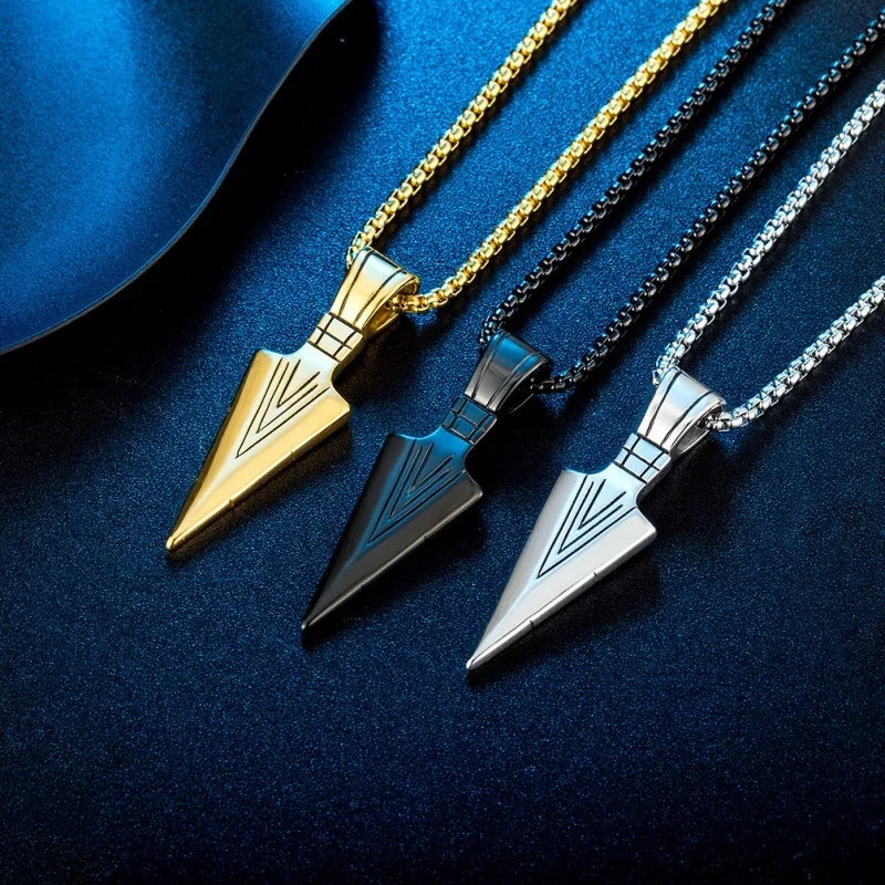 New Fashionable And Exquisite Retro Spearhead Arrow Pendant Necklace For Personalized Men'S And Women'S Jewelry Accessories Gift