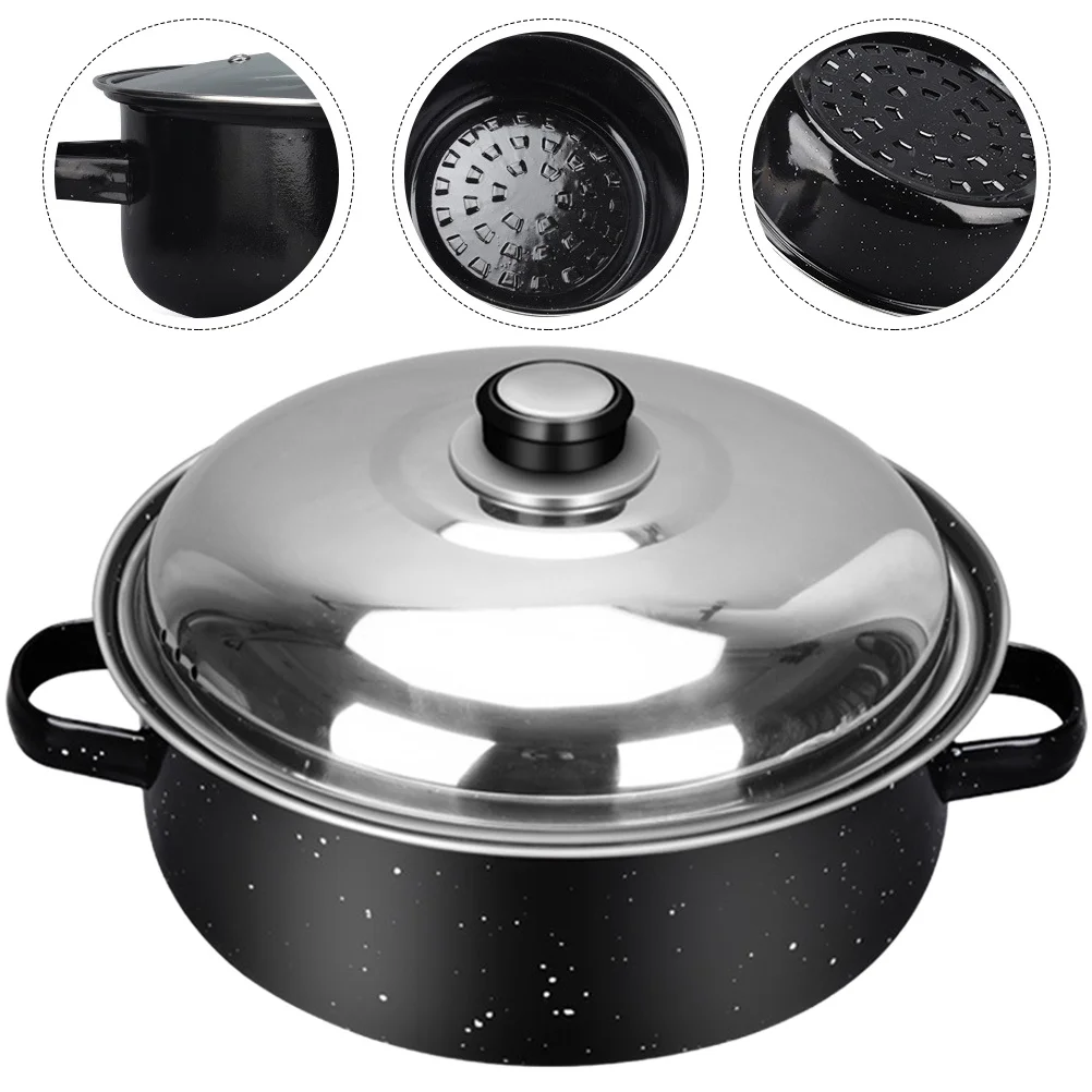 Olla para patatas fritas, sartén para asar multifunción para el hogar, Camping, hornear maíz, castaño, patata, olla de cocina de hierro fundido