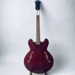 A490 Korean Dreambow Electric Guitar Unfinished DIY Guitar Kits Transparent Red Maple Semi Hollowbody No Hardwarw for Replace