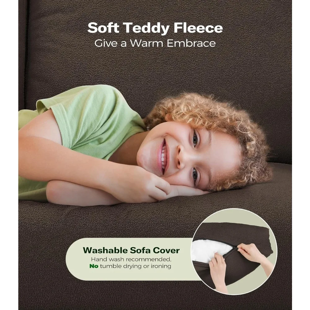 أريكة Loveseat، 51 مقعدًا حبًا، مقعدًا صغيرًا مريحًا للمساحات الصغيرة، أريكة إعداد خالية من الأدوات لغرفة النوم، أريكة خشبية بالكامل #3