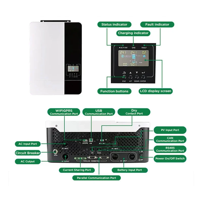 High Frequency On Off-grid Hybrid Solar Inverter, 48V, 3kW, 5kW, 5000W