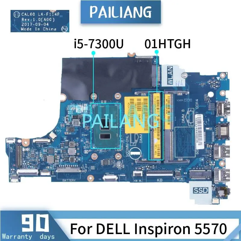 

i5-7300U For DELL Inspiron 5570 Laptop Motherboard LA-F114P 01HTGH SR340 DDR4 Notebook Mainboard Tested