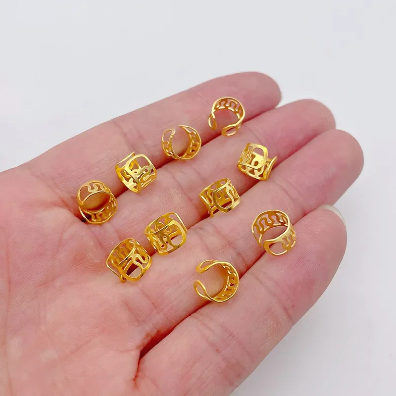 50pcs/lot Adjustable Hair Braiding Beads Gold Silver Opening Hair Braid Hair Rings Cuff Clip Tubes Jewelry Styling Tools Braider