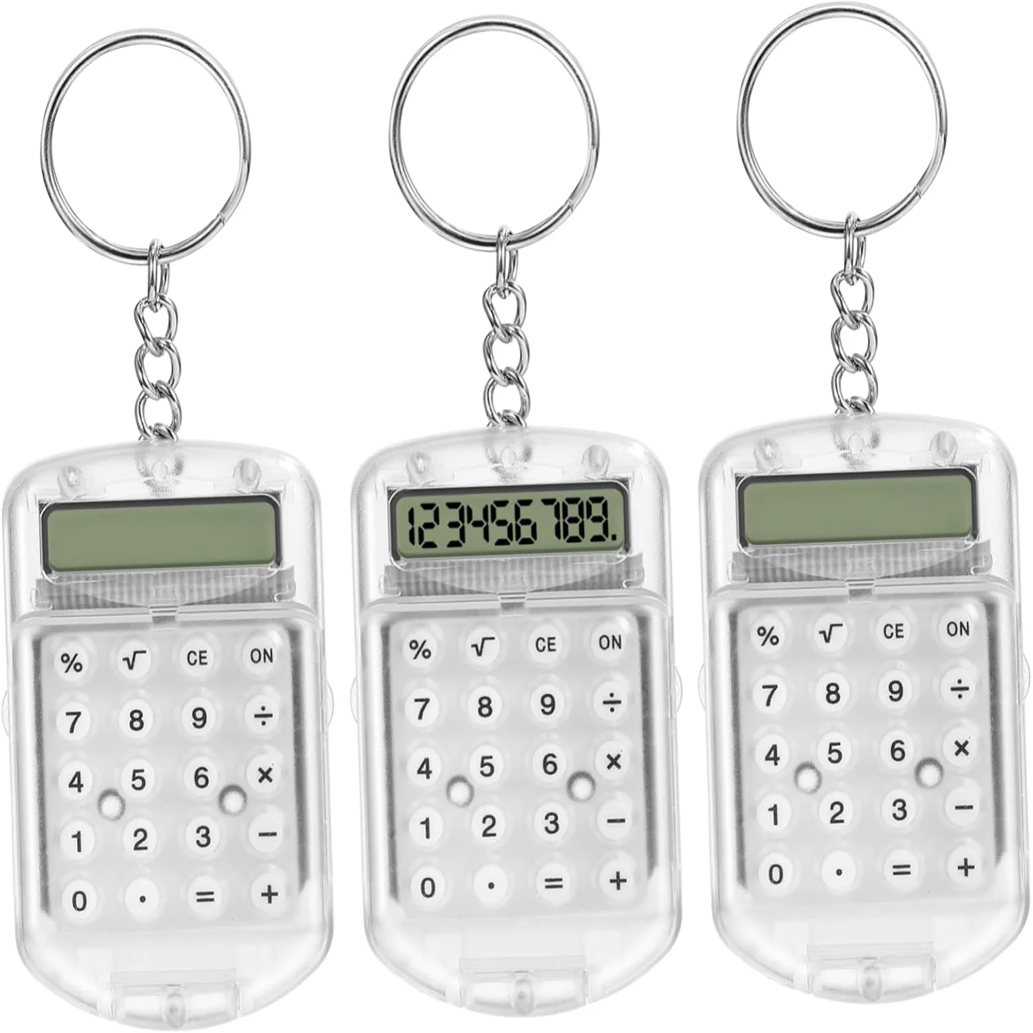 3pcs Keychain Calculator Key Fob Student Calculator The Key Chain Calculator Bags Pocket Clamshell