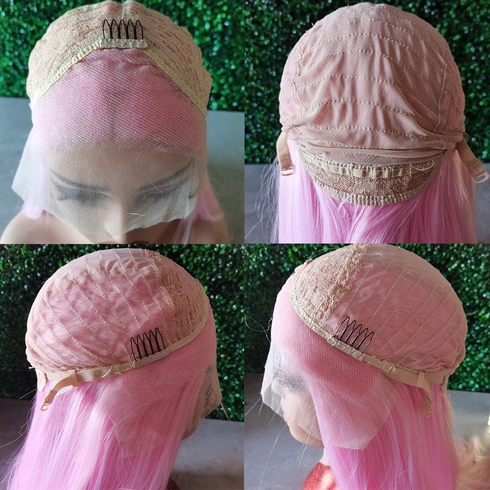 Perruque de Cosplay Synthétique Longue et Lisse pour Femme, en Fibre, Sans Colle, Pre-plucked, Naissance des Cheveux