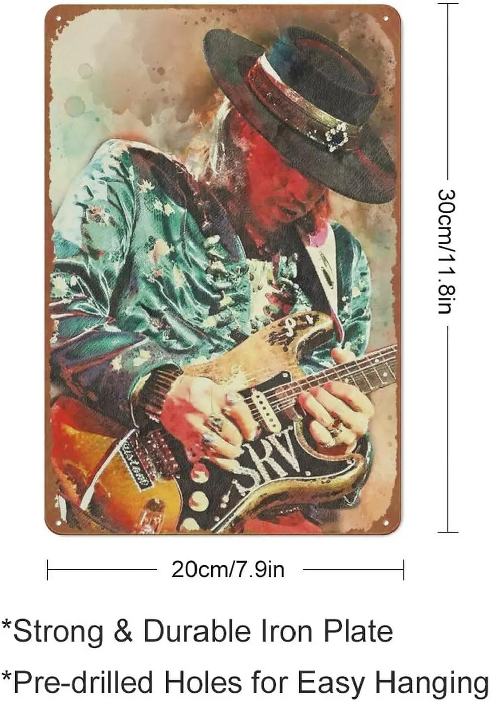 Rock Stevie Ray Vaughan Music Poster Metal Tin Sign Retro Wall Signs for Home Cafe Bar Pub Wall Decor 8x12 inch