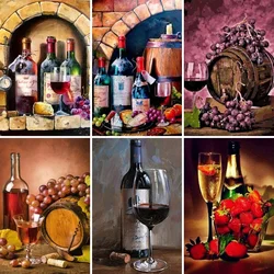 Diamond Painting 5D Fruit And Wine Scenery Diamond Embroidery Wine Bottle Still Life Mosaic Picture Of Rhinestones Kitchen Decor