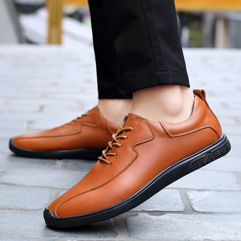 

British vintage style cowhide leather shoes young casual business fashion formal banquet leather shoes