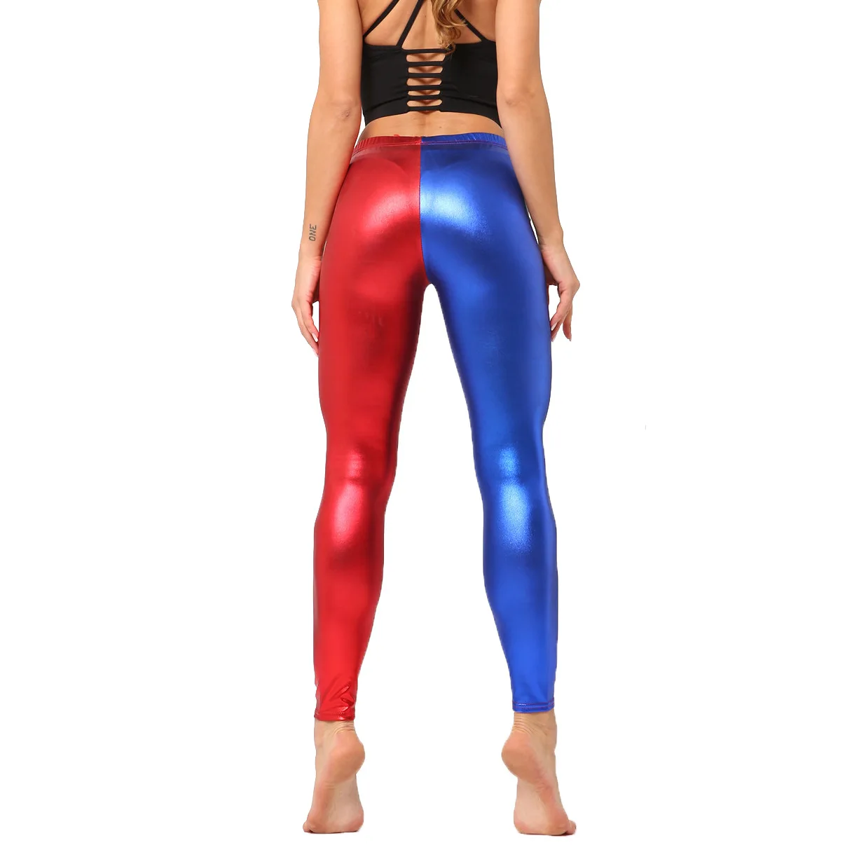 Leggings de cuero sintético para mujer, pantalones ajustados de fiesta, Color metálico, Sexy