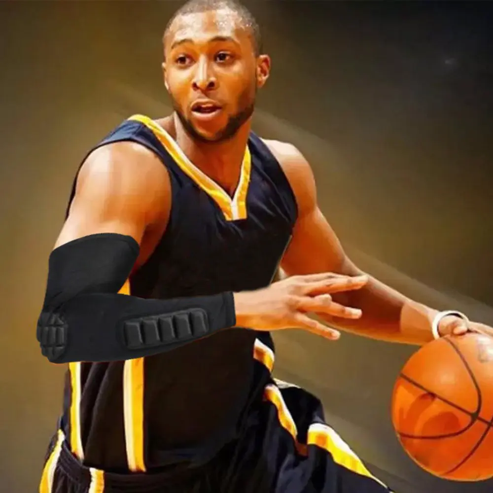 Ergonomic Padded Compression Arm Sleeve 2 Separate Impact Pads for Elbow Joint Forearm Protection Basketball Shooter Sports