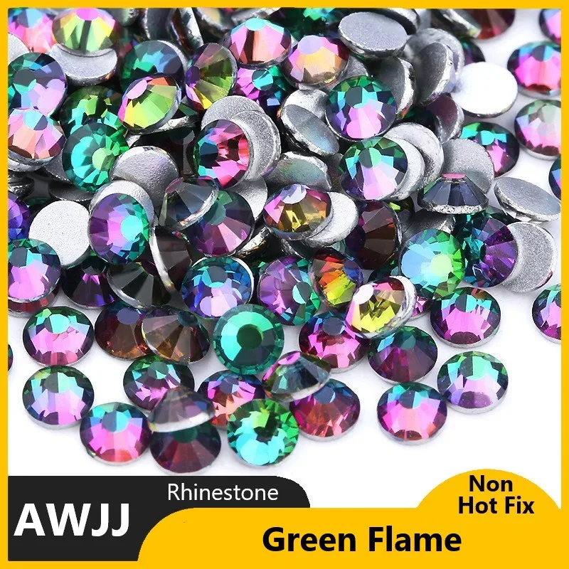 Green Series SS3-30 Non Hot Fix Rhinestones flat back crystal strass glitter stone for DIY manicure 3D nail art fabric garment