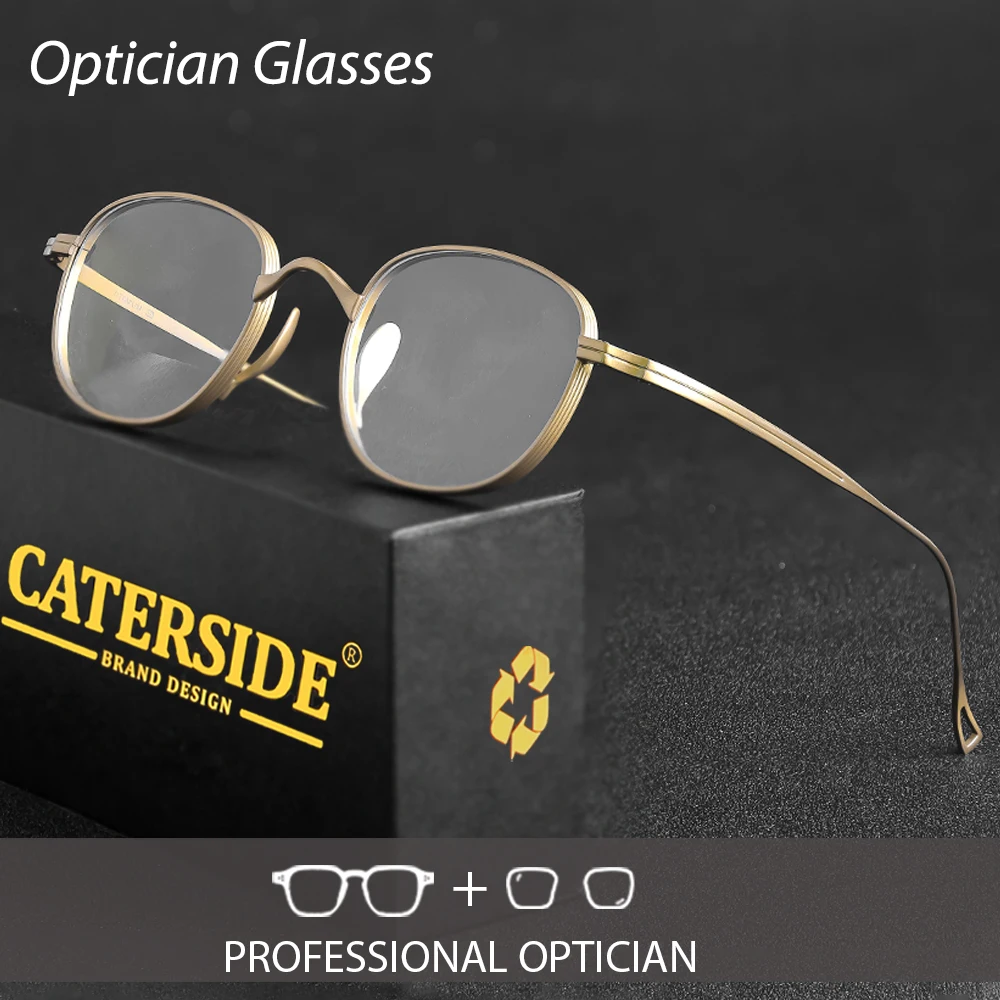 

CATERSIDE Ретро мужские оптические очки круглые ультра легкие металлические титановые очки по индивидуальному заказу женские повседневные очки