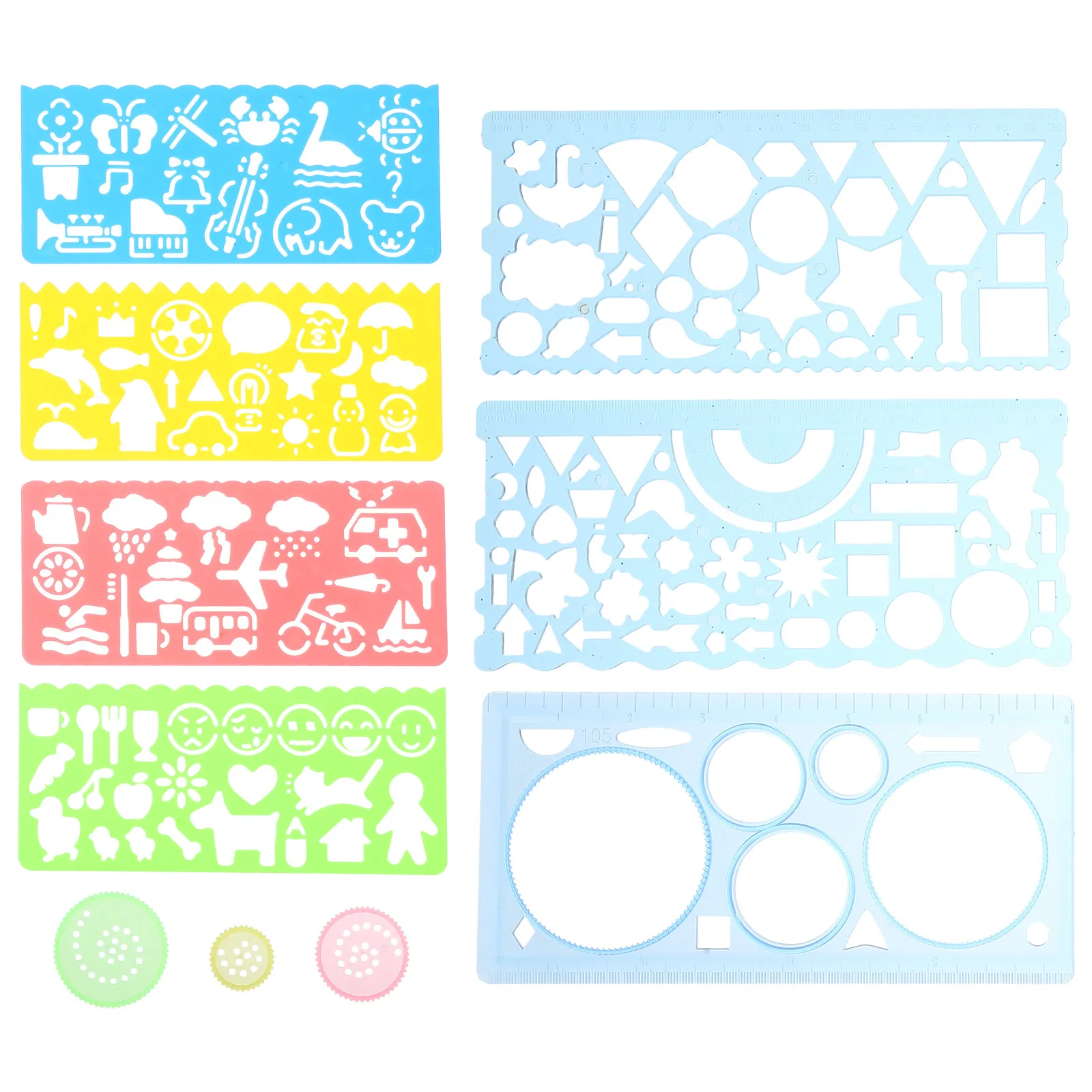 1Set Multi Functional Architectural Drawing Ruler Thickened Plastic Stencil Template for Students Artists Engineering Use