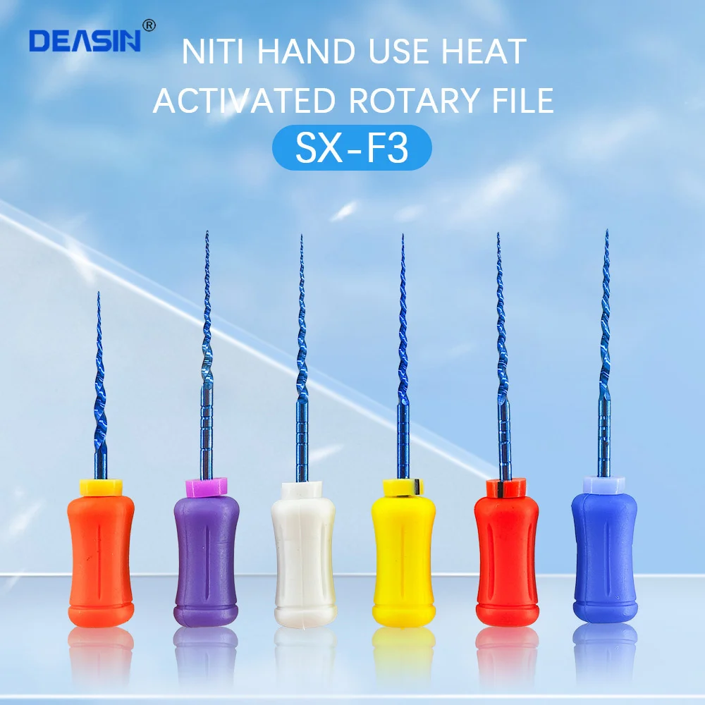  6Pcs/Box Dental Endodontic NiTi Hand Use Heat Activated Rotary File SX-F3 25mm Root Canal Super Files Dentistry Accessory