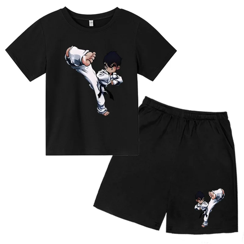 

Cartoon Comic Taekwondo T-shirt 2-12 Year Old Kids Printed Factory Price Boys and Girls Casual T-shirt Short Sleeve+Shorts