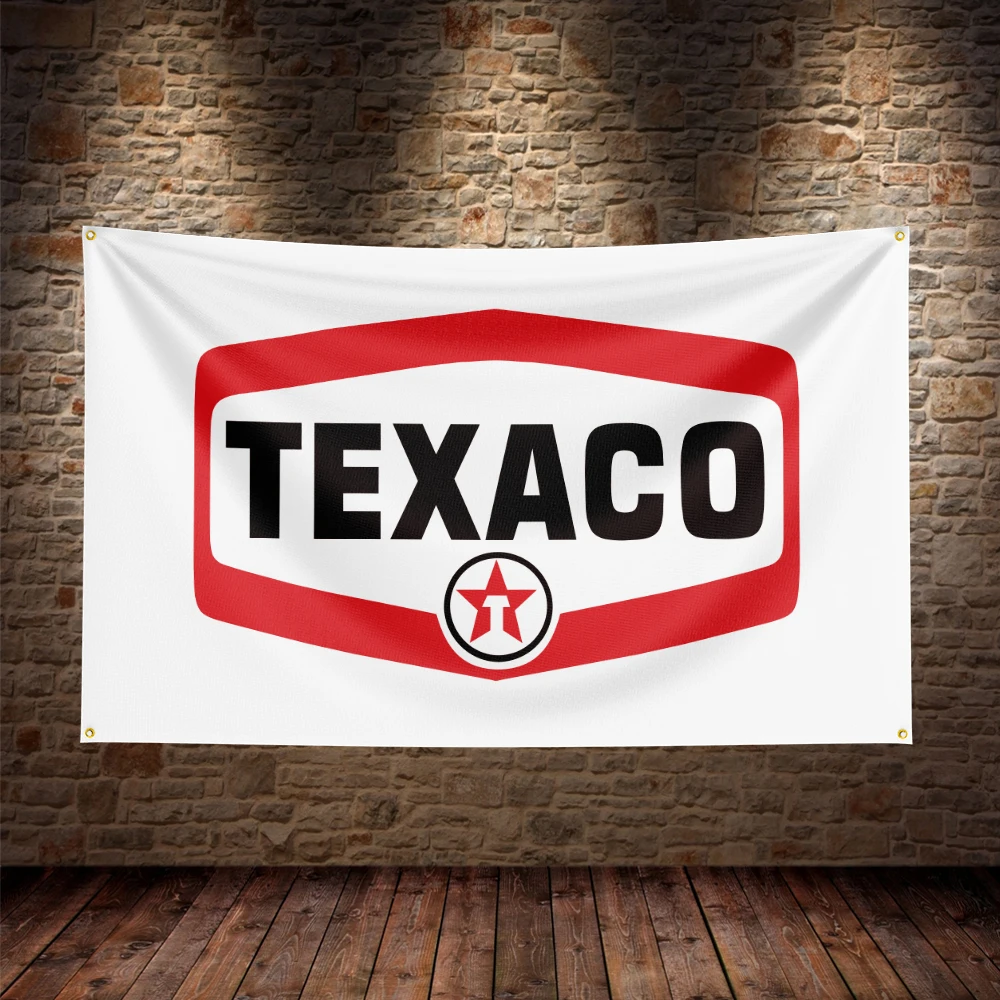 Classic Texaco Logo Banner Vintage Gas Station Sign Garage Wall Decor Black Red Polyester Outdoor Indoor Hanging Art non-toxic