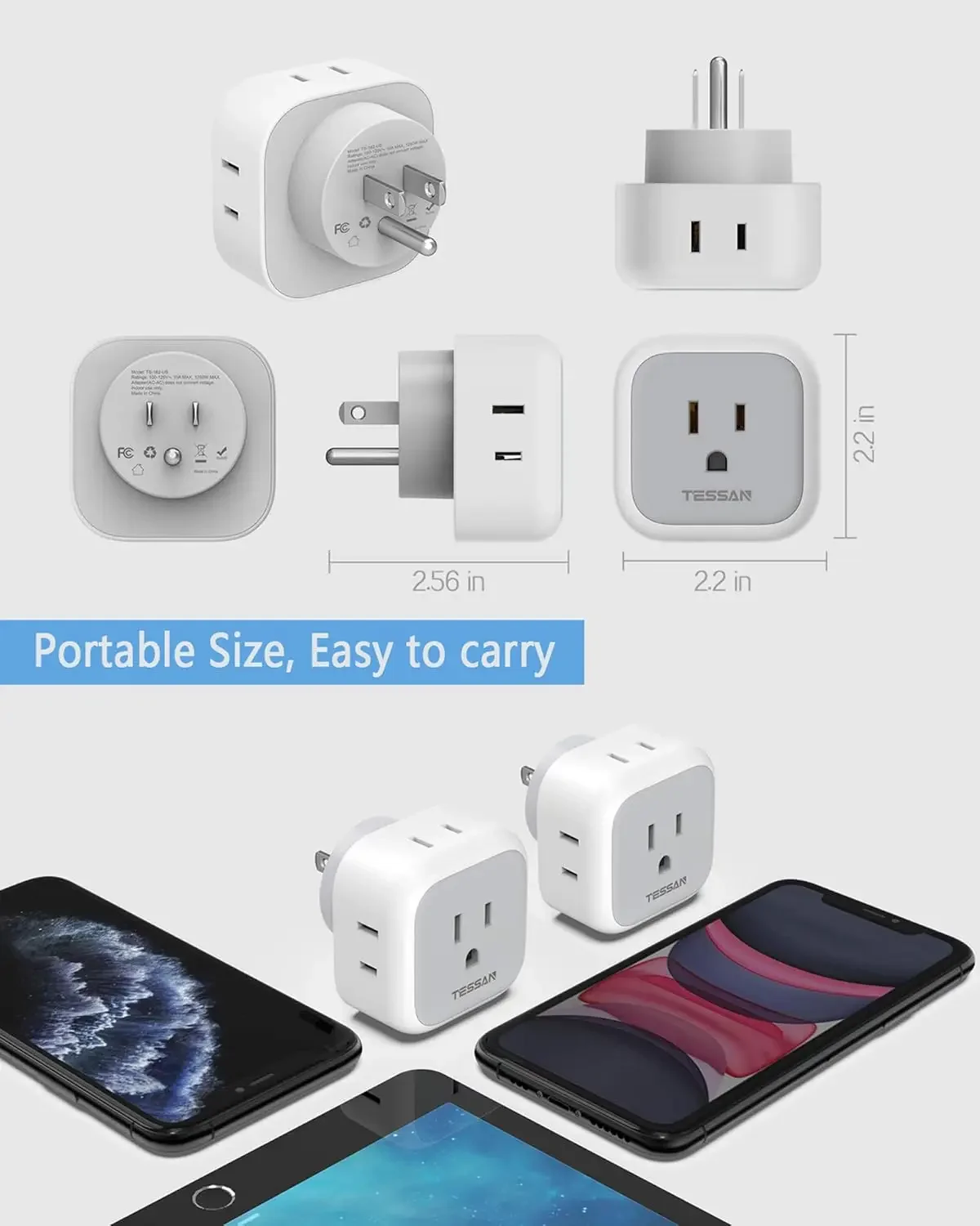 Multi Plug Outlet Extender TESSAN 2 Packs Multiple Outlet Splitter Box with 4 Electrical Charger Cube Outlets for Cruise Ship