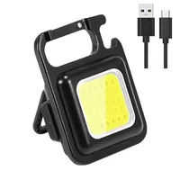 Mini Magnetic COB Work Light Camping LED Work Light Keychain Flashlight For Outdoor Portable Rechargeable Light With Bottle Open