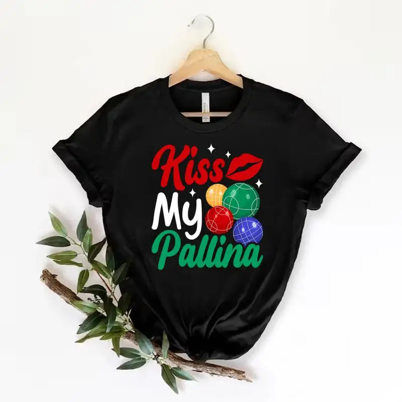 Divertente Bocce Ball Kiss My Pallina Lawn Bowilng T Shirt Taglia S 5XL