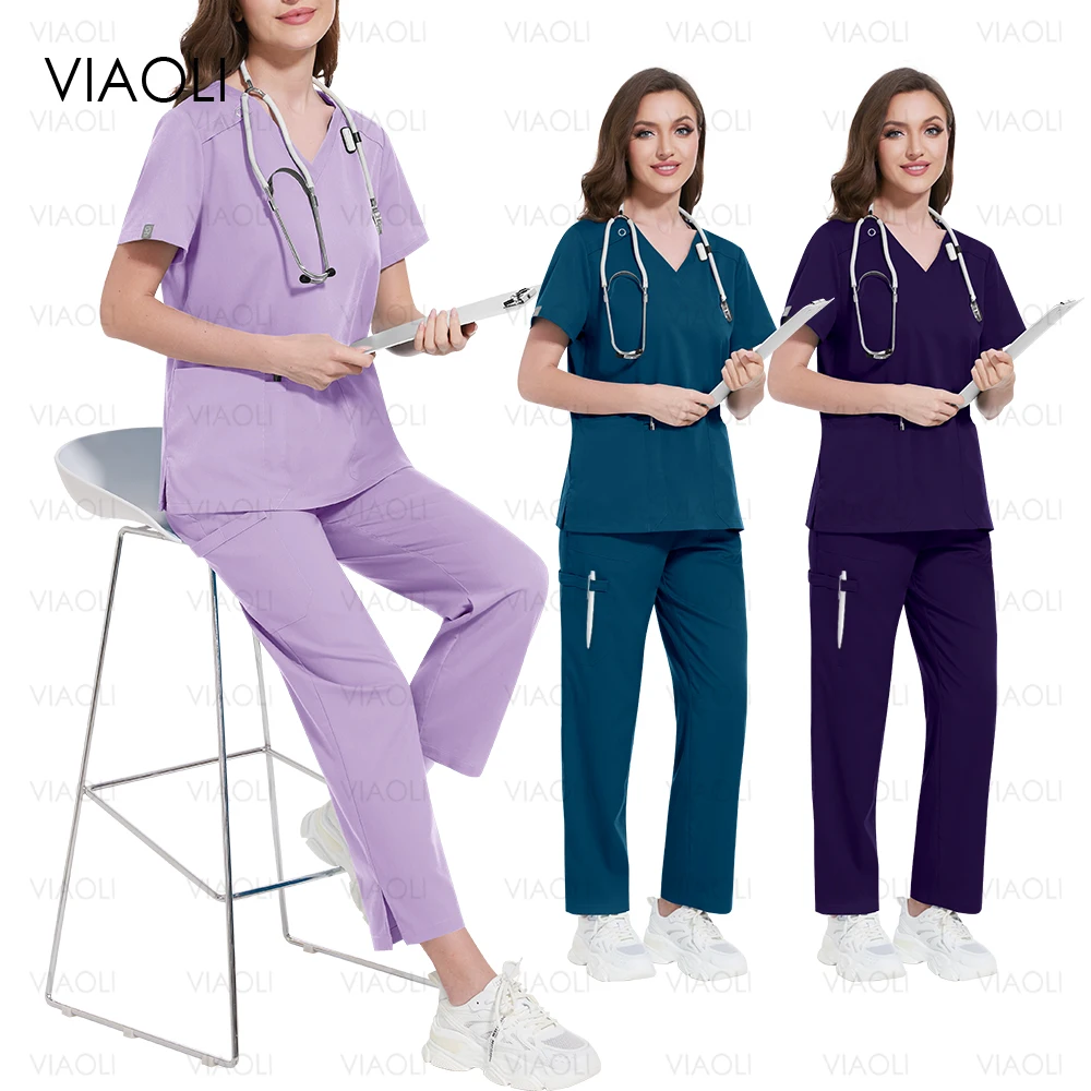 New High end fabric design Surgery Uniforms Medical Nurse Uniforms Women Men Scrubs Set Beauty Work Clothes Hospital Accessories