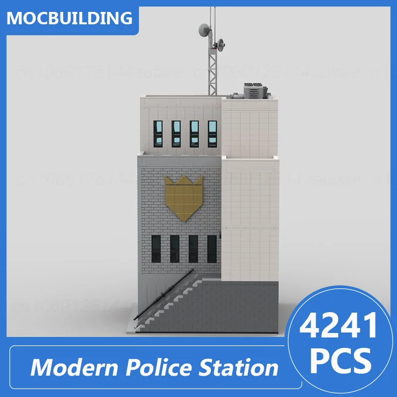 Moderna stazione di polizia edifici modulari Moc Blocks fai da te assemblare mattoni architettura modello collezione Display giocattoli regali 4241 pezzi