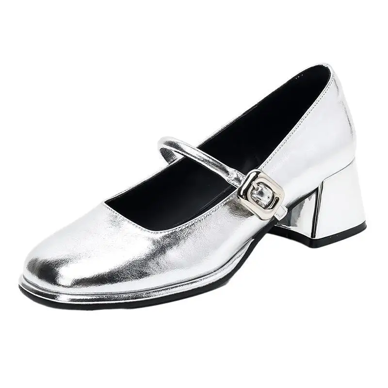 Cheap Spring 2025 Trend Women High Heels Fashion Women's Shoes Shallow Low Heels Elegant Heeled Black Mary Jane Shoes for Women