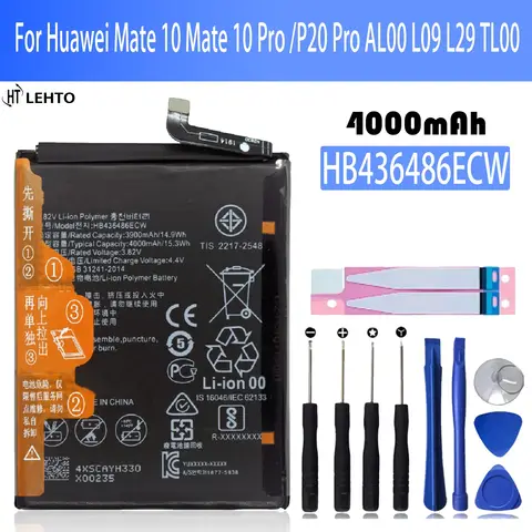 2026 Years 100% high capacity HB436486ECW  Battery For Huawei Mate 10 Mate 10 Pro /P20 Pro AL00 L09 L29 TL00 Batteries +Tools