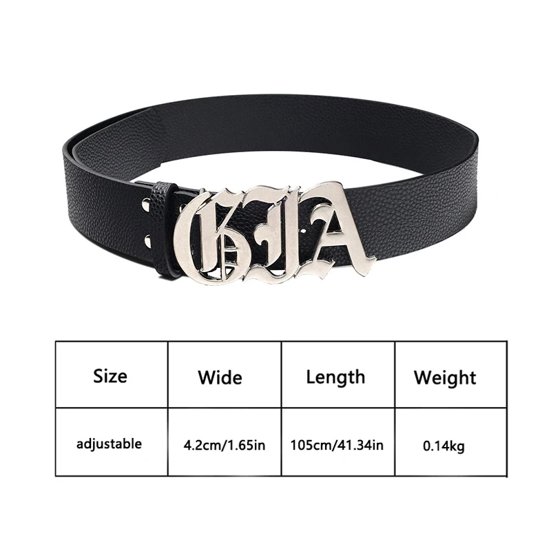 Gothic Leather Wide Waist Belt Adjustable Letter Metal Buckle Waistband Fashion Belts for Jeans Y2k Women Belt Accessories