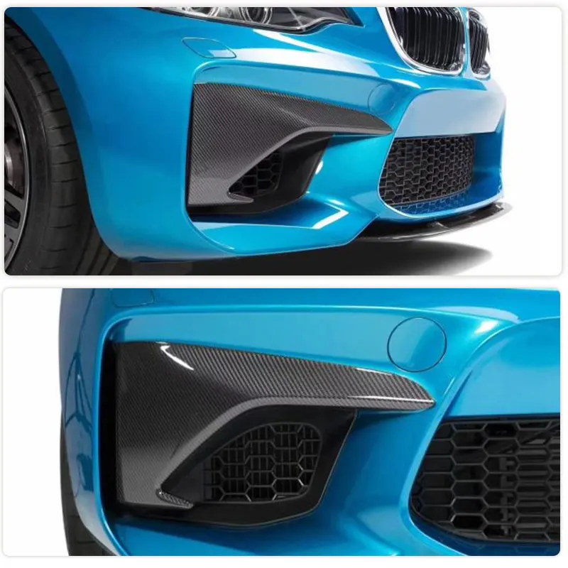 Carbon Fiber Car Front Bumper Canards For BMW F87 M2 Coupe 2-Door 2016-2018 Front Fog Light Cover Fender Air Vent Trim Body Kits