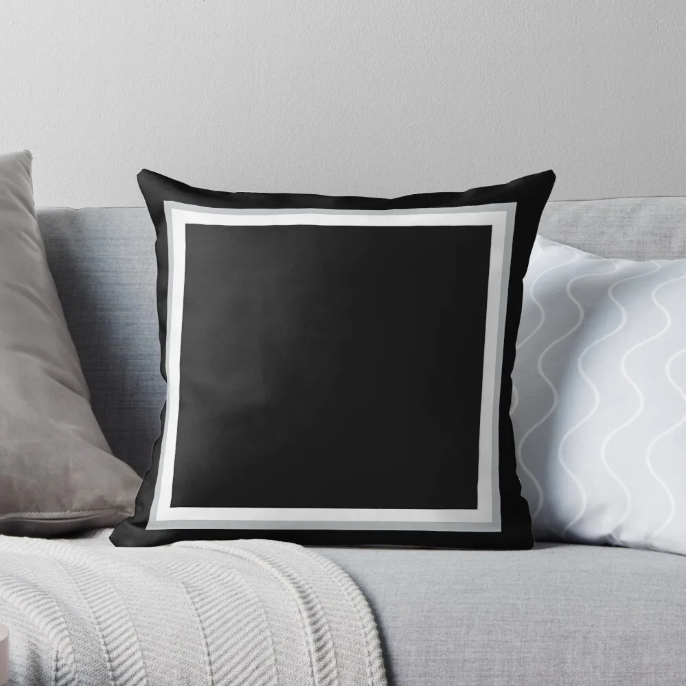 Black with White and Silver Throw Pillow Luxury Pillow Cover Pillowcase Cushion