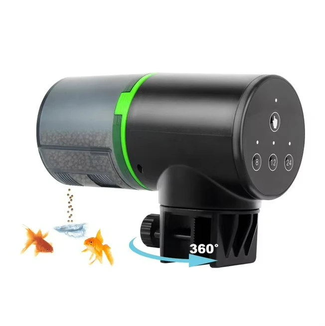 Electric Adjustable 5W Automatic Fish Food Dispenser Square-Shaped Aquarium Pond Feeder Vacation Timer ABS Plastic Glass Outdoor