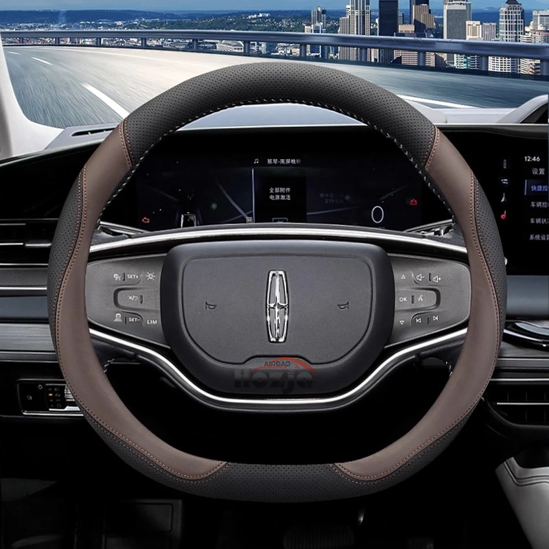 

Leather Car Steering Wheel Cover for Lincoln Continental Aviator Vehicle Mkz Mkc Mkx Navigator Nautilus 2000 - 2026 Accessories