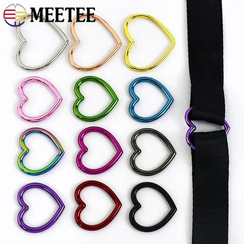 2/5/10/20Pcs Colorful O Ring Metal Buckle Heart Circle Rings Hook Webbing Decoration Buckles Bag Strap Connecting Round Clasp