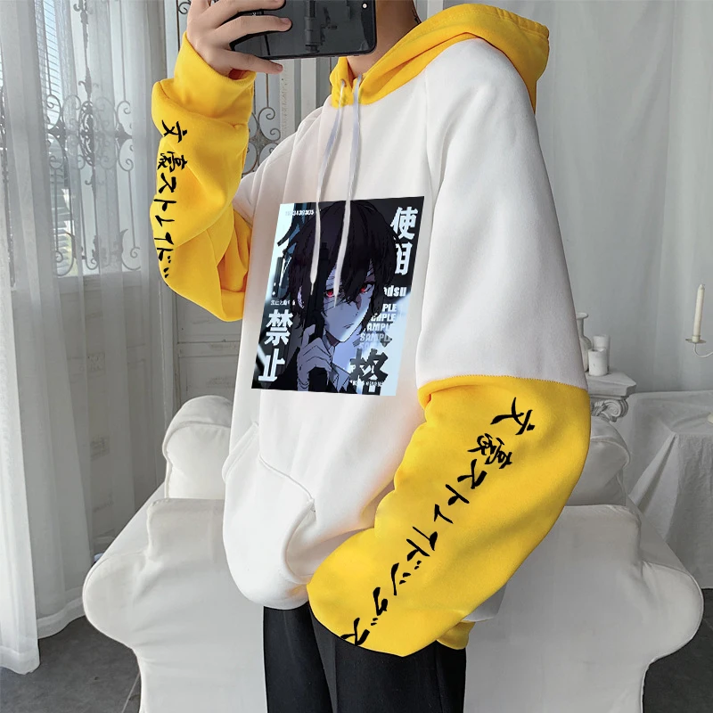 Japanese Anime Bungo Stray Dogs Hoodies Harajuku Aesthetic Bungou Stray Dogs Osamu Dazai Manga Men Winter Plus Size Sweatshirt