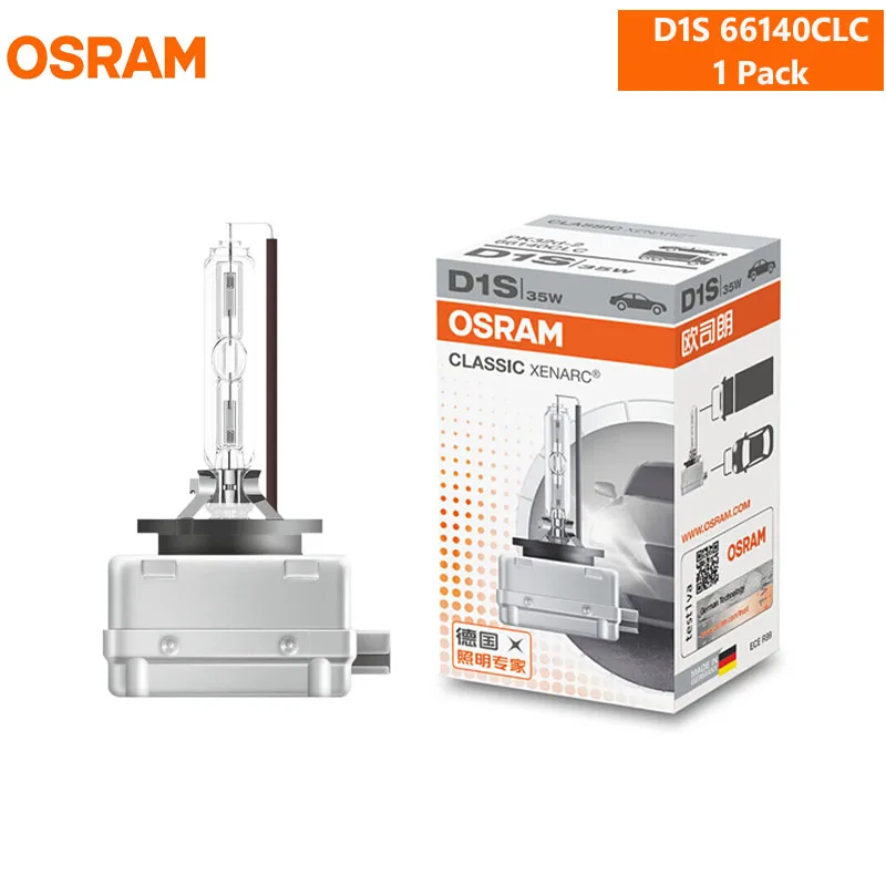 OSRAM Original D1S 12V 35W CLC CLASSIC 4200K Xenon HID Bulb Genuine Auto Low Beam Headlight Replacement Car Headlamp Bulb 1X/2X