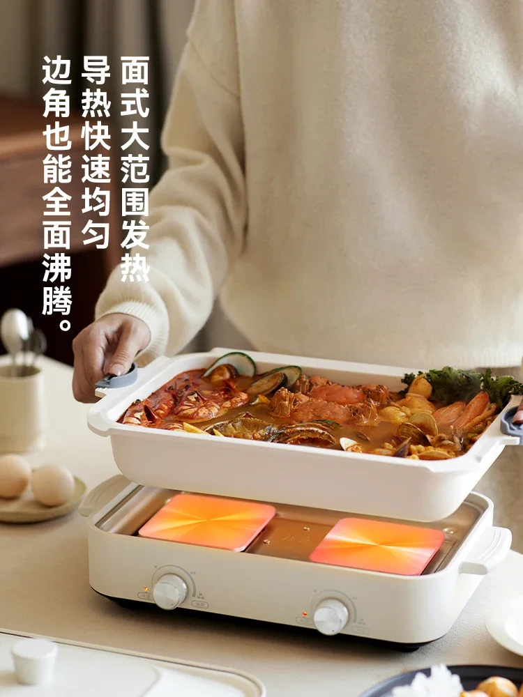 

220V Olayks Multi Function Electric Hot Pot for Home Use Grill Steamboat Fry Steam Cook CBW