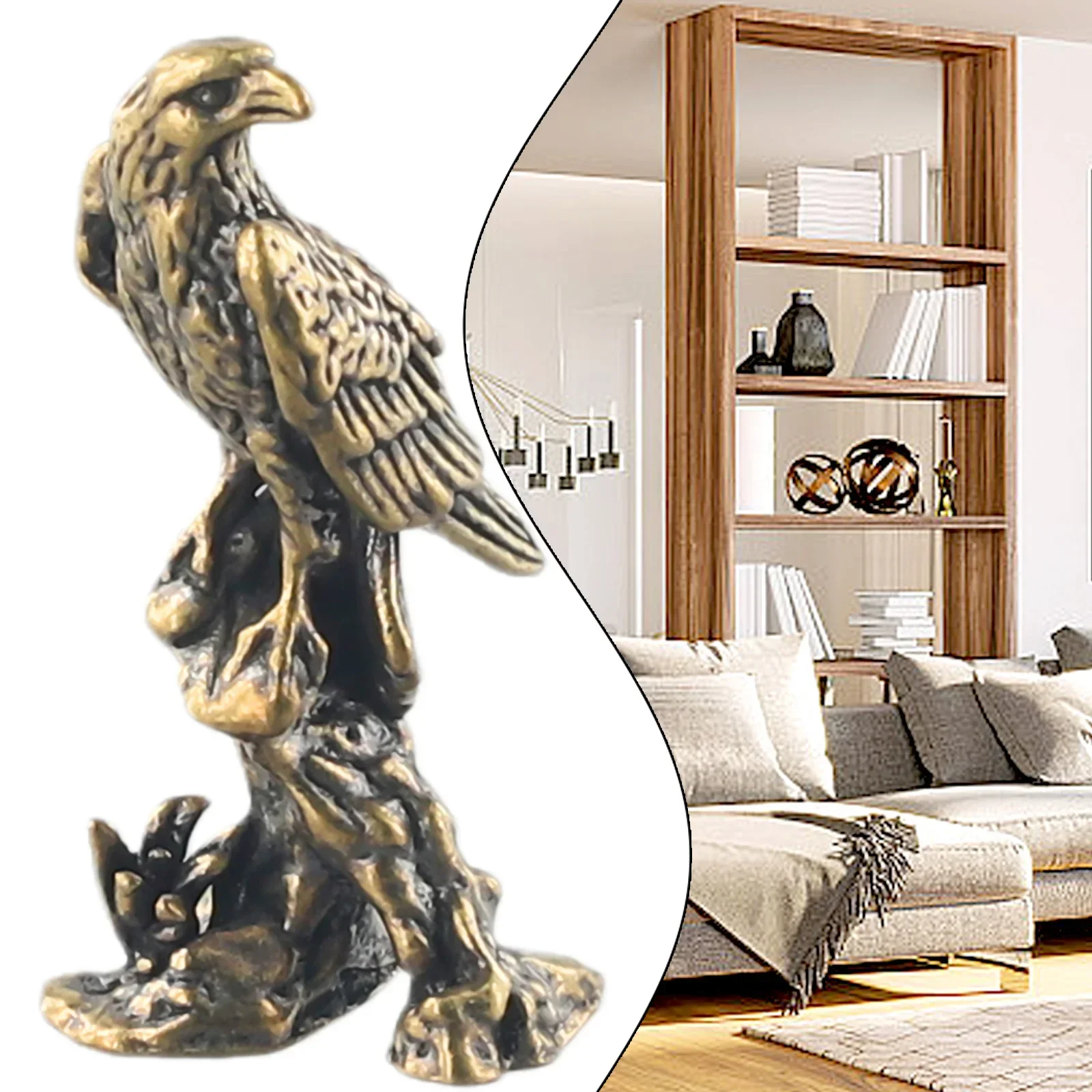 

Eagle Statue Sculpture Handmade Crafts Figures Ornament Vintage Copper Bird Figurine Home Desk Decor Room Art Animal Decoration