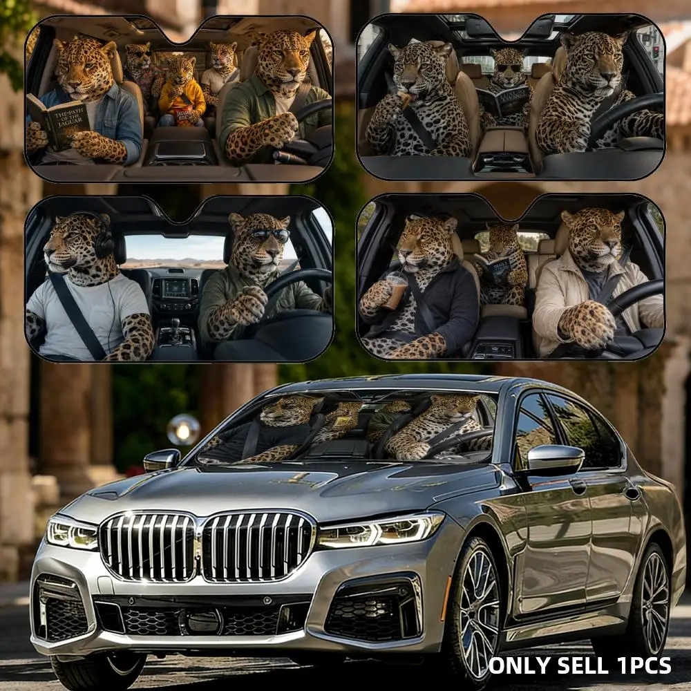 

Jaguar Driving Travel Sun Visor Reusable Aluminum Foil Car Windshield Sun Visor UV Heat Insulation Cover Shade