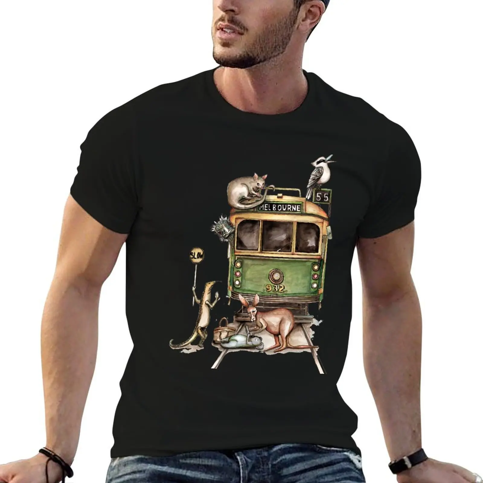 

tram t t t shirts cotton man shirt Melbourne shirt man T-Shirt oversize anime designer