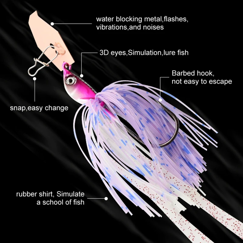 7g10g14g Chatter Bait Vibrating Fishing Lure Blade Metal Bait with Rotating Sequin Swimbait Wobble Dance for Bass Pike Swim Jig