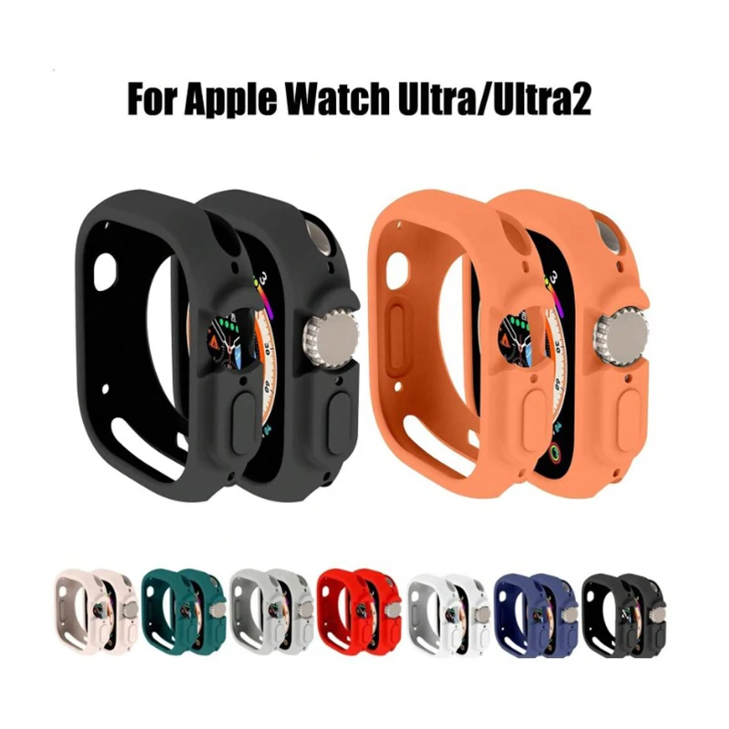 Soft Silicone Cover for Apple Watch Ultra 49mm All-Round Bumper Scratch-Resistant Protective TPU case for apple watch ultra2 49