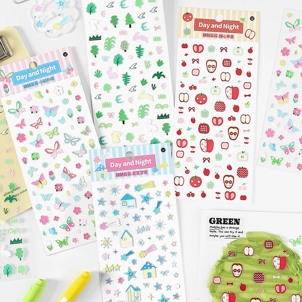 1 ورقة Kawaii Ins نمط صغير الراتنج ملصقات الحيوانات الأليفة DIY بها بنفسك ألبوم Diary سجل القصاصات ملصقات القرطاسية الجمالية #3