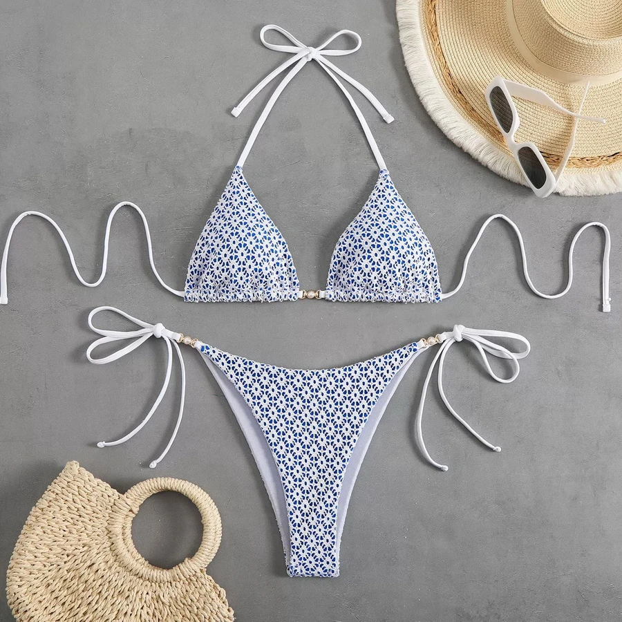 

Para Praia 5 Colors Female Hollow Mesh Brazilian Bikini Swimsuit 2025 Bikini Set Women Thong Swimwear Push Up Bathing Suit