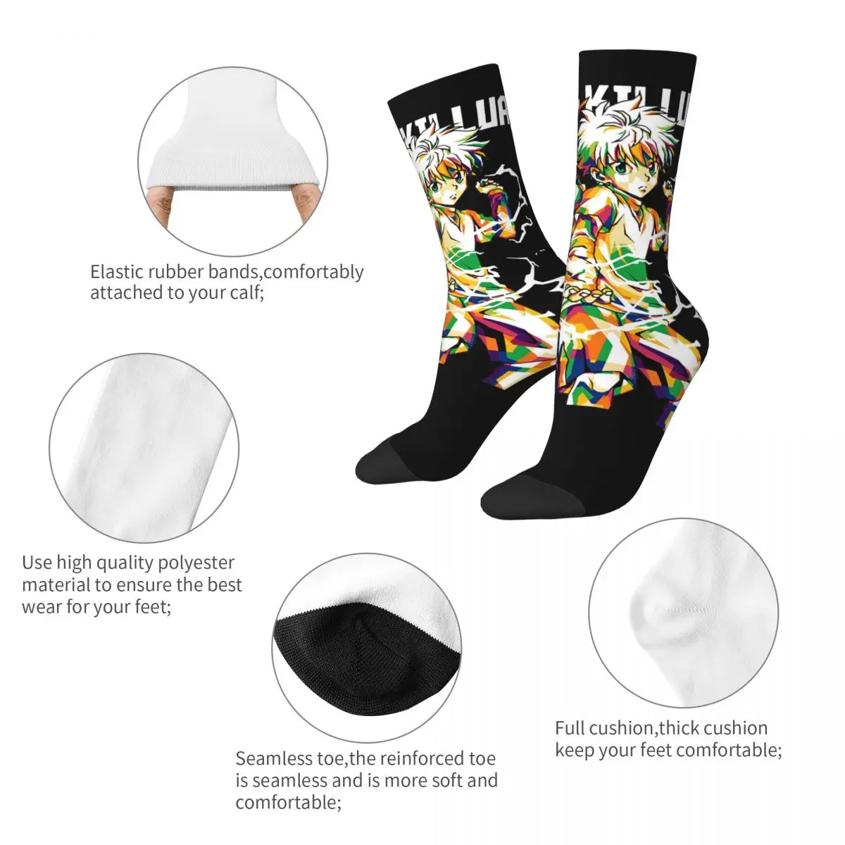 Fashion Hunter X Hunter Gon Killua Skateboard Socks Anime Polyester Long Socks for Women Men