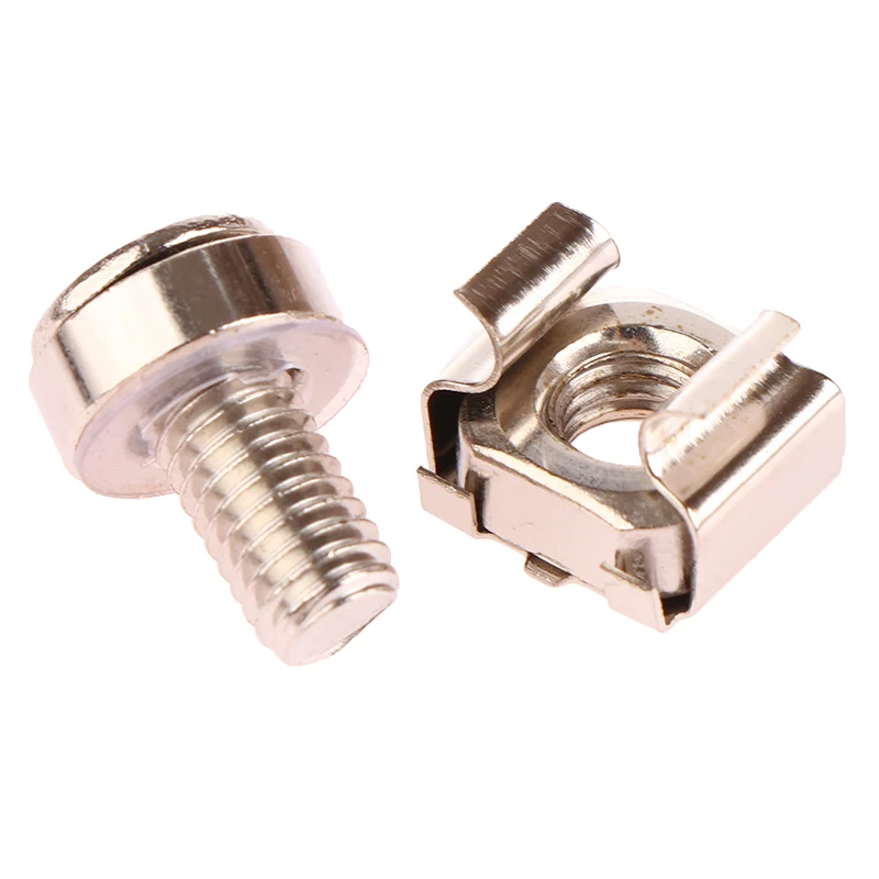 Aço inoxidável Rack Mount Cage, Nuts Screw Washer, Montagem em Rack, Gabinete do Servidor, Montagem em Rack, Prateleiras Servidor, Roteador, M6X16 mm, 10Pcs
