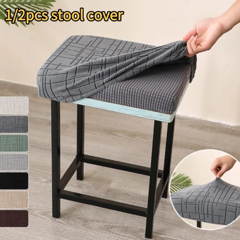 1/2 stücke Jacquard Quadratischen Hocker Stuhl Abdeckung Zähler Sattel Hocker Schutzhülle Anti-schmutzig Sitz Schutz Fall für Hotel Home Office