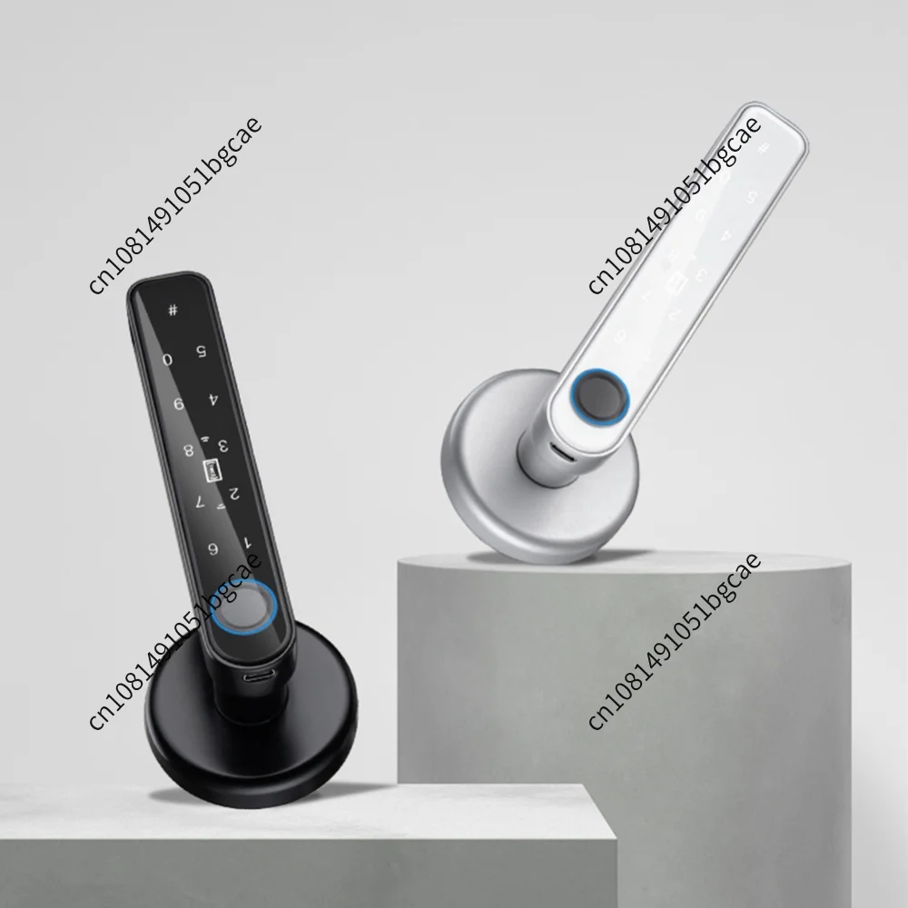 Fingerprint Security Handle Lock Biometric Fingerprint Password Key Unlock Type-C Emergency Charge for 3.5-6.5cm Thickness Doors