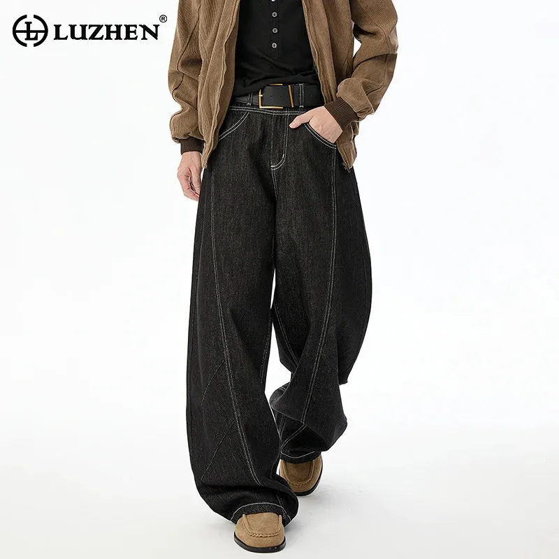 

LUZHEN 2025 новые модные свободные прямые однотонные джинсы мужские высокого качества простые красивые повседневные джинсовые брюки одежда JY4023