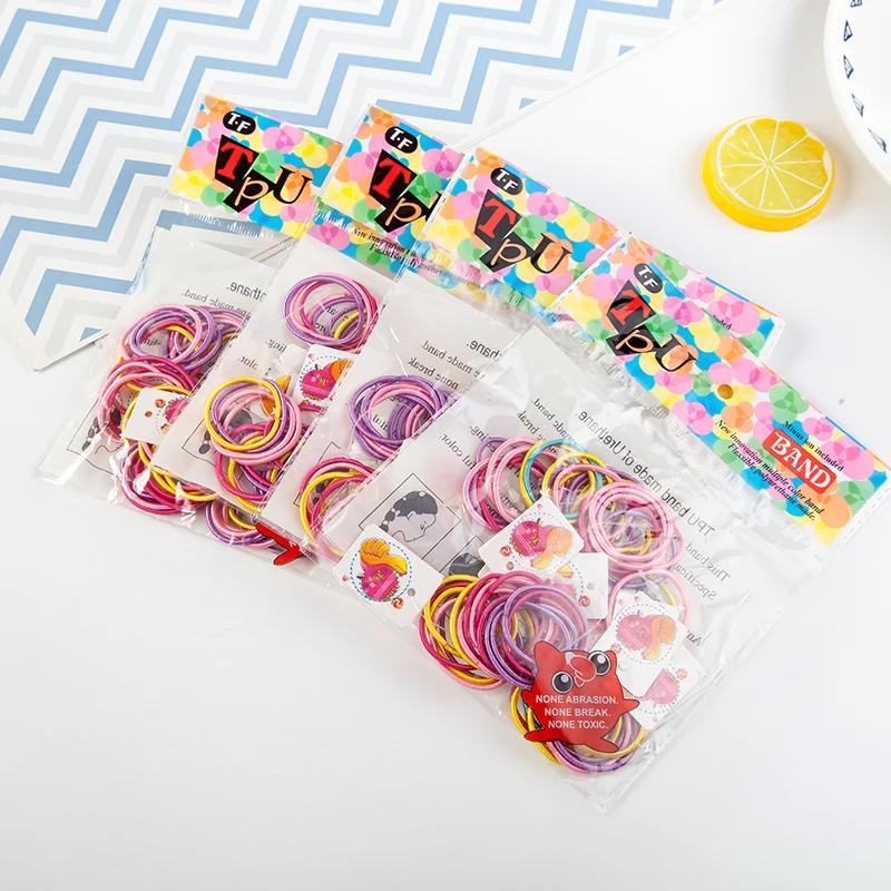 

100Pcs/Set Girls Candy Color Hair Bands Girls Hair Accessories Elastic Rubber Band Hair band Children Ponytail Holder Bands